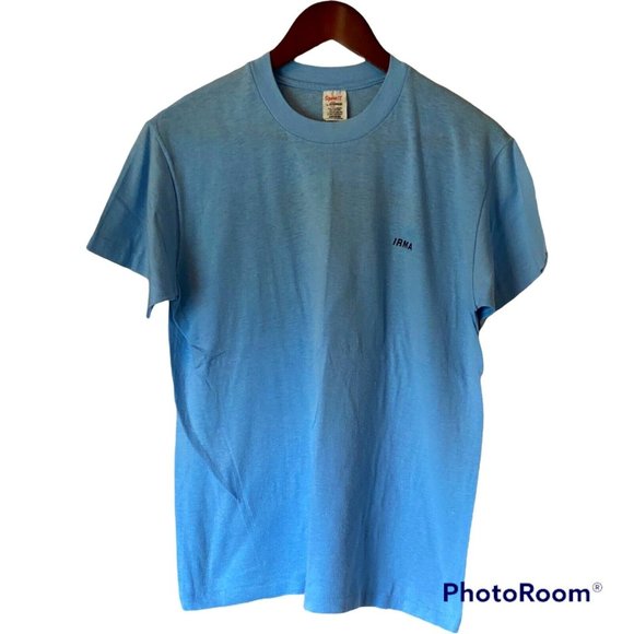 Norwood Baptist Mission Team Vintage T-Shirt Blue Size L Made In USA Irma 80's - Picture 1 of 6